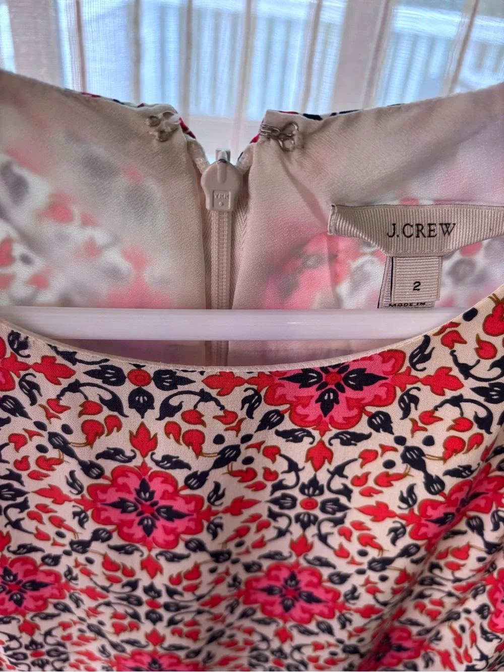 J. Crew Floral pink and navy dress size 2